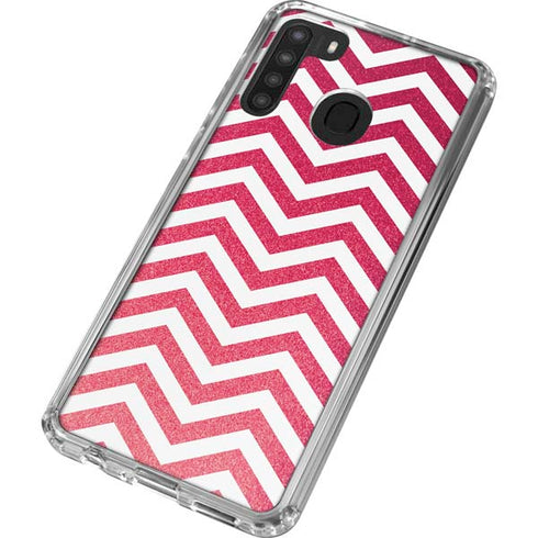 Pink Chevron Galaxy A21 Clear Case