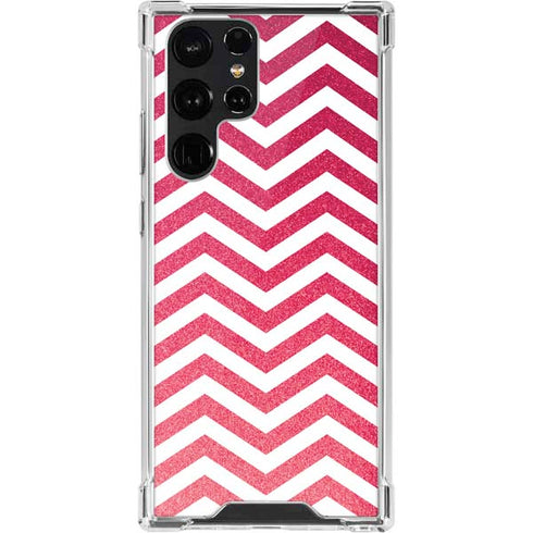 Pink Chevron Galaxy S22 Ultra Clear Case