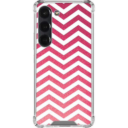 Pink Chevron Galaxy S23 Clear Case