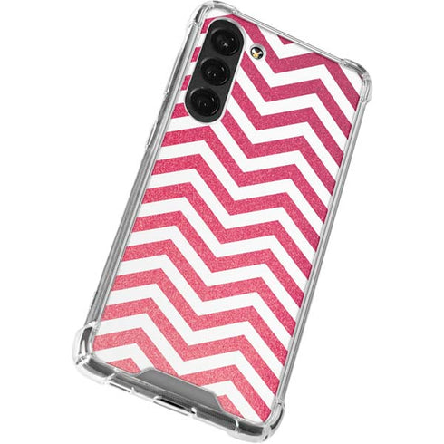 Pink Chevron Galaxy S23 Plus Clear Case