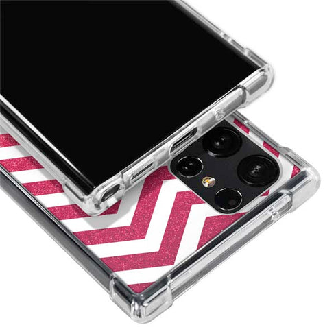 Pink Chevron Galaxy S24 Ultra Clear Case