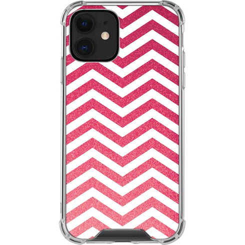 Pink Chevron iPhone 12 Clear Case