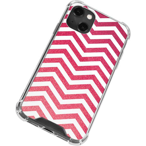 Pink Chevron iPhone 14 Plus Clear Case
