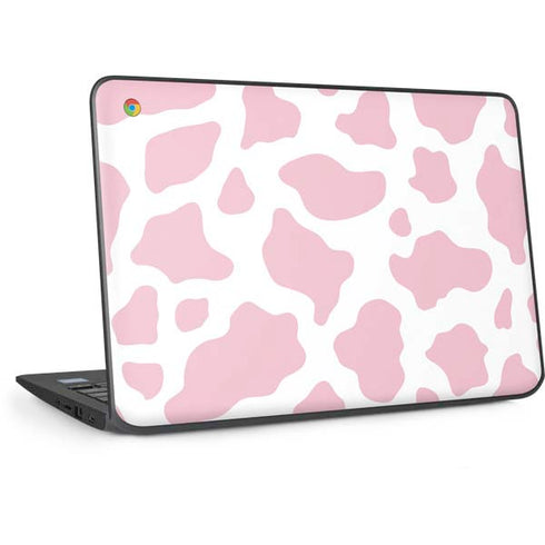 Pink Cow Print HP Chromebook Skin
