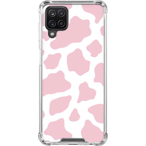 Pink Cow Print Galaxy A12 Clear Case