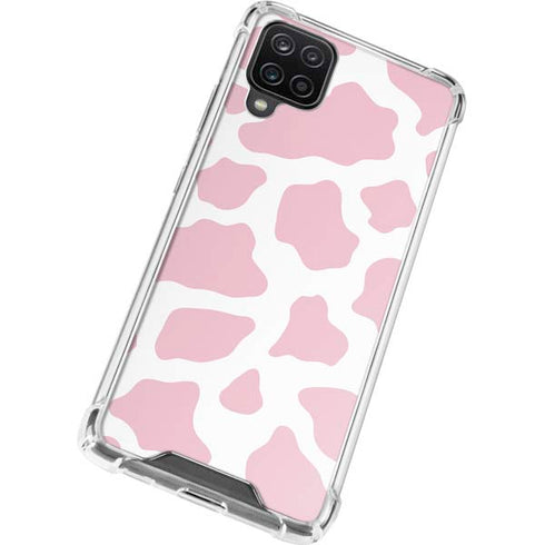 Pink Cow Print Galaxy A12 Clear Case