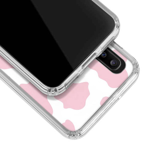 Pink Cow Print Galaxy A20 Clear Case