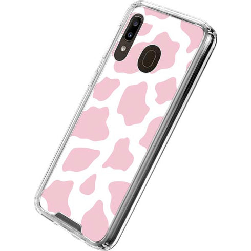 Pink Cow Print Galaxy A30 Clear Case