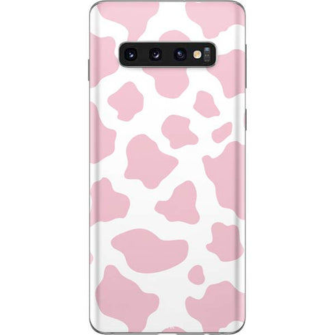 Pink Cow Print Galaxy S10 Skin