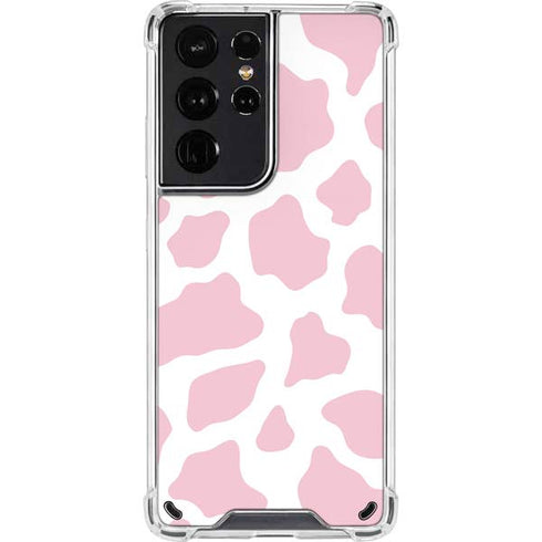 Pink Cow Print Galaxy S21 Ultra 5G Clear Case