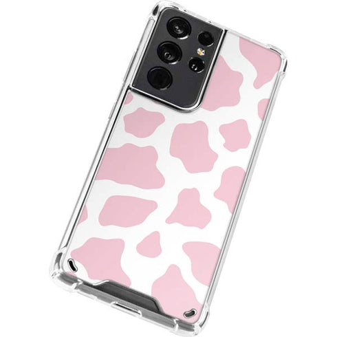 Pink Cow Print Galaxy S21 Ultra 5G Clear Case