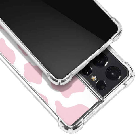 Pink Cow Print Galaxy S21 Ultra 5G Clear Case