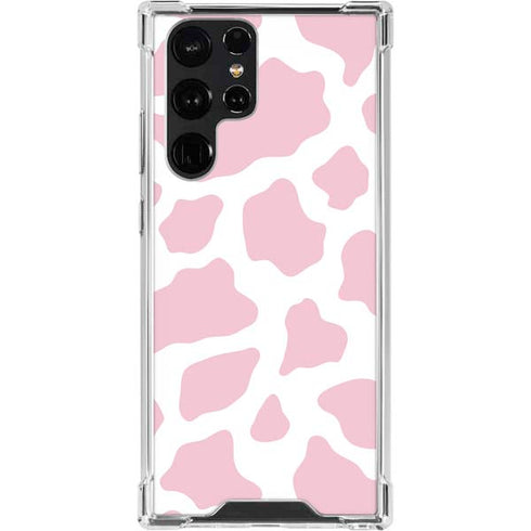 Pink Cow Print Galaxy S22 Ultra Clear Case