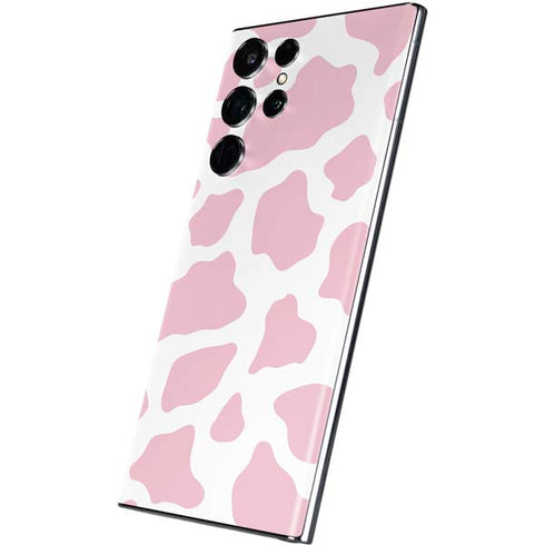 Pink Cow Print Galaxy S22 Ultra Skin