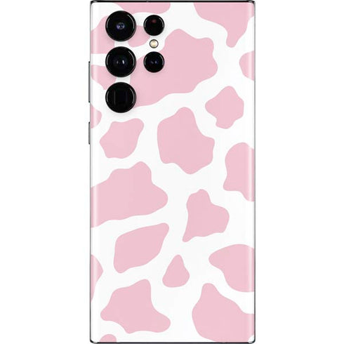 Pink Cow Print Galaxy S22 Ultra Skin