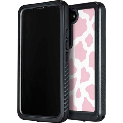 Pink Cow Print Galaxy S23 Waterproof Case