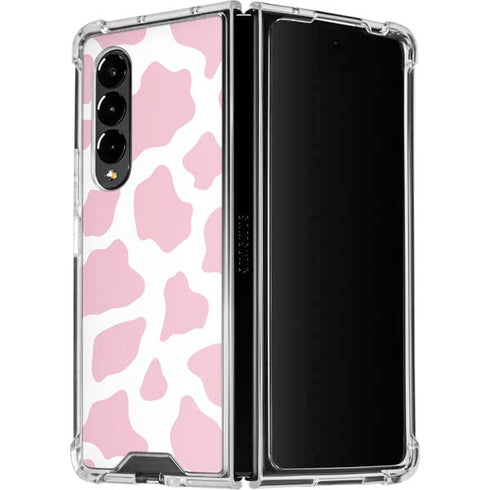 Pink Cow Print Galaxy Z Fold4 5G Clear Case