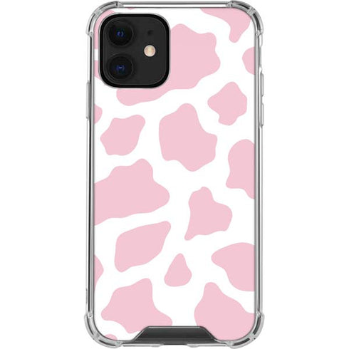 Pink Cow Print iPhone 12 Clear Case