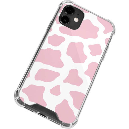 Pink Cow Print iPhone 12 Clear Case