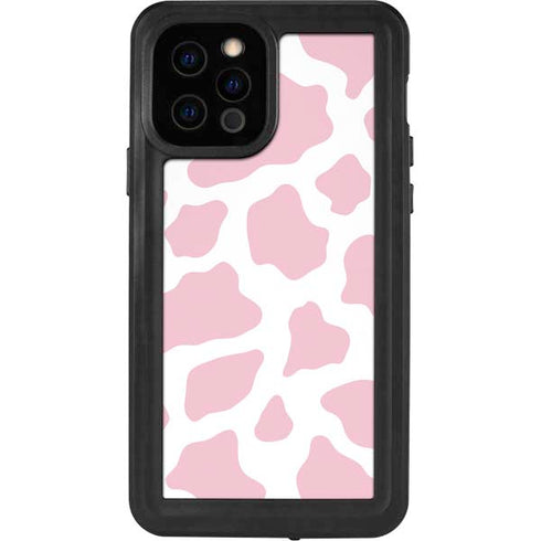Pink Cow Print iPhone 12 Pro Waterproof Case