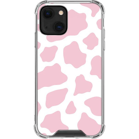 Pink Cow Print iPhone 13 Clear Case