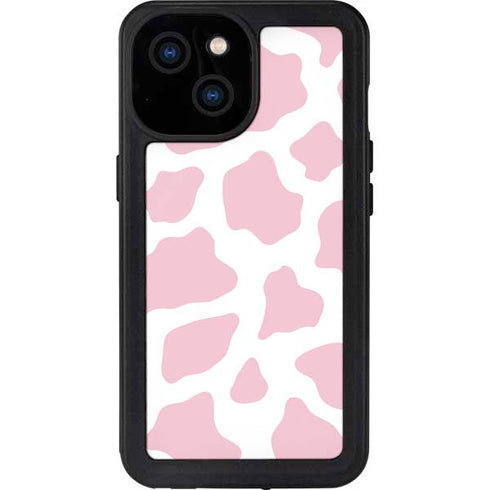 Pink Cow Print iPhone 13 Mini Waterproof Case