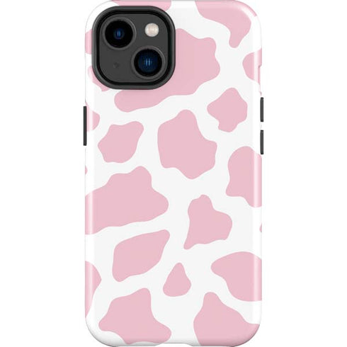 Pink Cow Print iPhone 15 Plus Impact Case