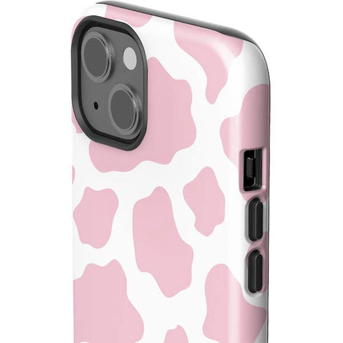 Pink Cow Print iPhone 15 Plus Impact Case