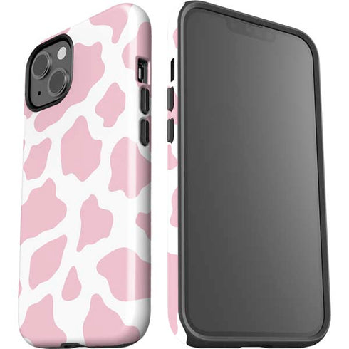 Pink Cow Print iPhone 15 Plus Impact Case
