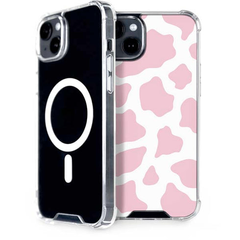 Pink Cow Print iPhone 15 MagSafe Case