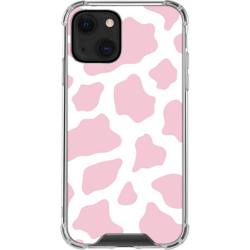 Pink Cow Print iPhone 15 Plus Clear Case