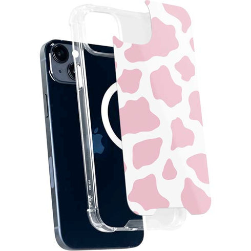 Pink Cow Print iPhone 15 Plus MagSafe Case