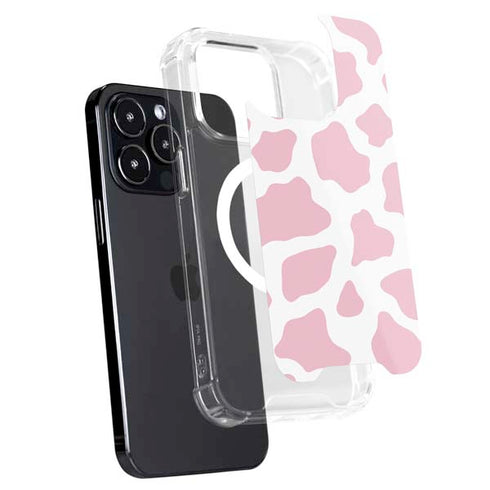 Pink Cow Print iPhone 15 Pro MagSafe Case