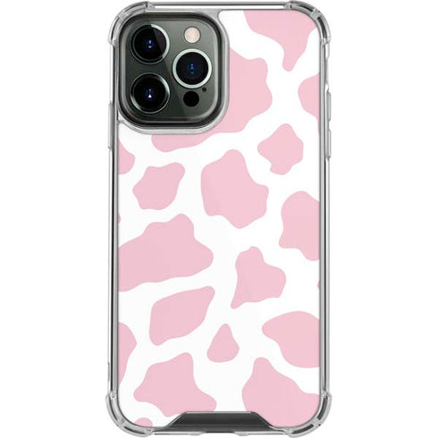 Pink Cow Print iPhone 14 Pro Max Clear Case