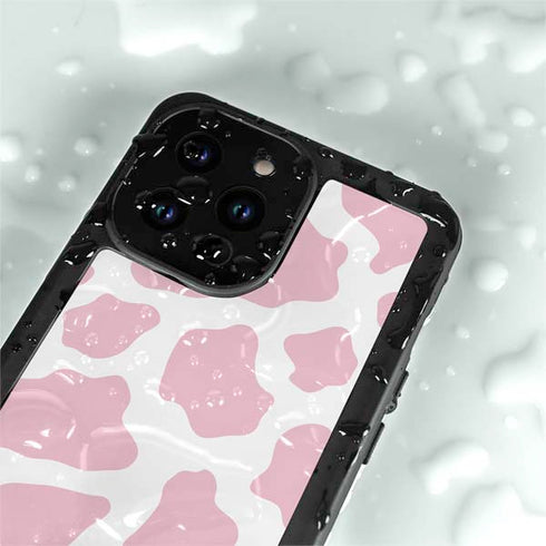 Pink Cow Print iPhone 14 Pro Max Waterproof Case