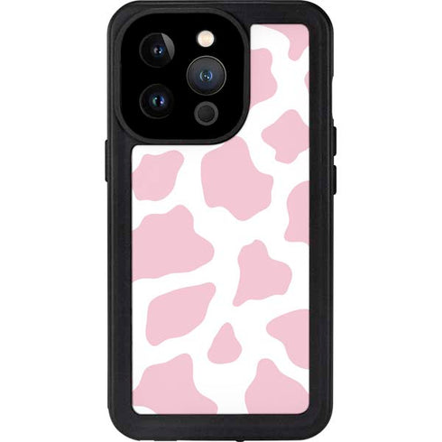 Pink Cow Print iPhone 14 Pro Waterproof Case