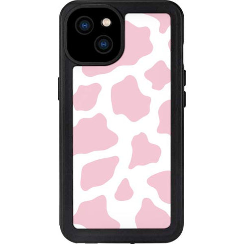 Pink Cow Print iPhone 15 Plus Waterproof Case