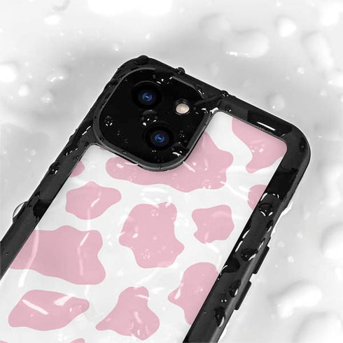 Pink Cow Print iPhone 15 Waterproof Case
