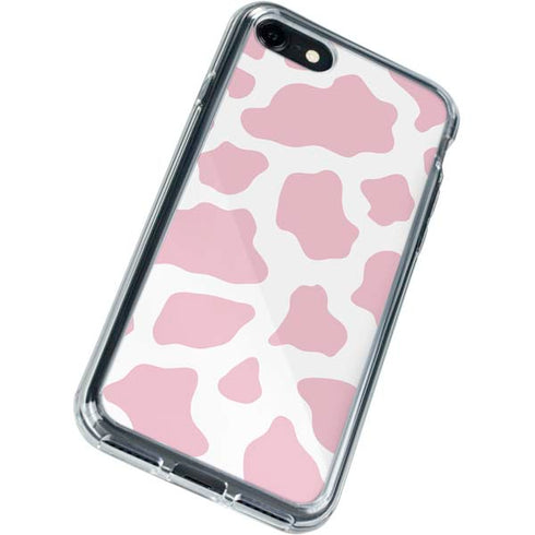 Pink Cow Print iPhone SE (2nd & 3rd Gen) Clear Case