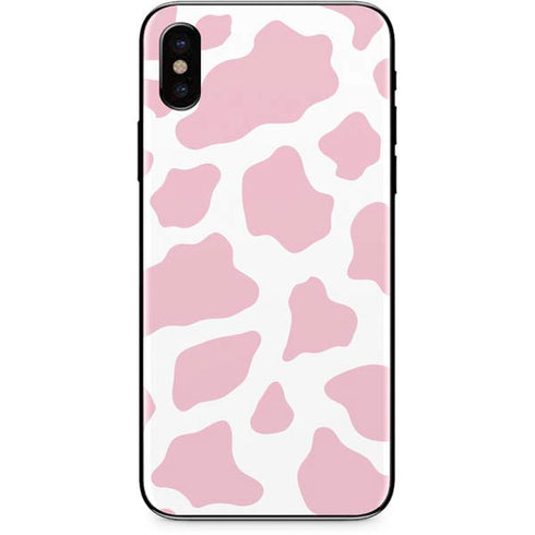 Pink Cow Print iPhone X Skin