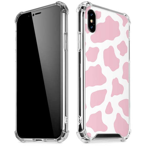 Pink Cow Print iPhone XS Max Clear Case