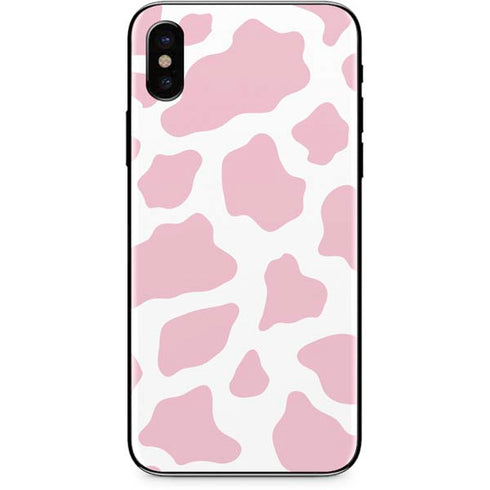 Pink Cow Print iPhone XS Skin