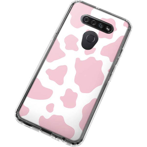 Pink Cow Print LG K51/Q51 Clear Case