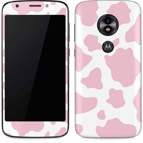 Pink Cow Print Moto E5 Play Skin