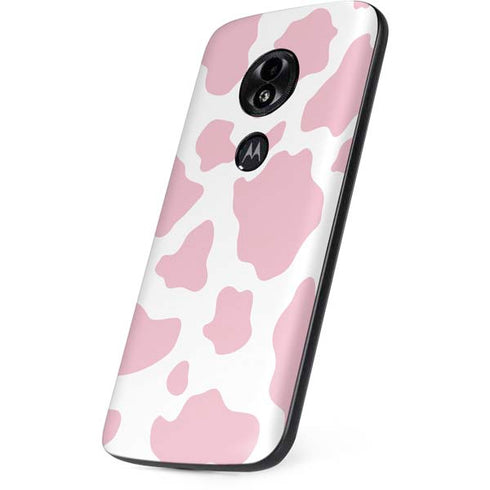 Pink Cow Print Moto E5 Play Skin