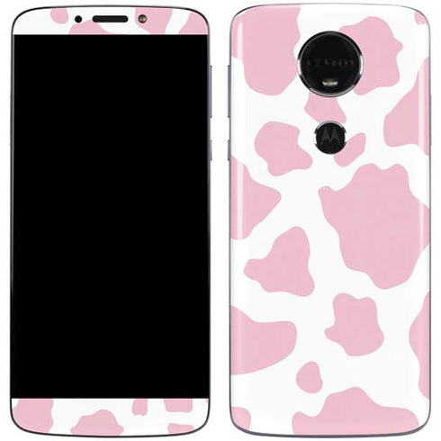 Pink Cow Print Moto E5 Plus Skin