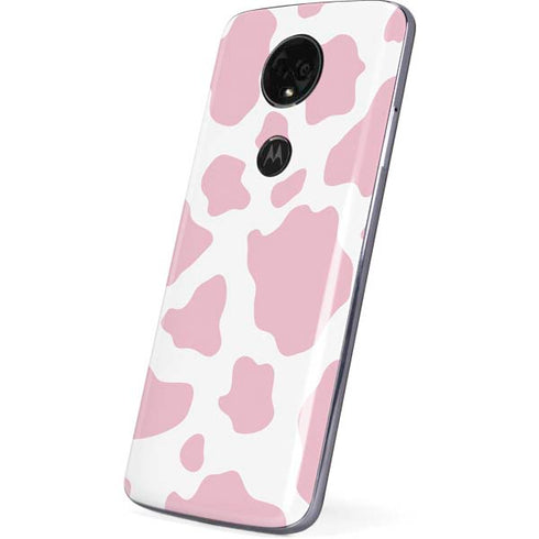 Pink Cow Print Moto E5 Plus Skin