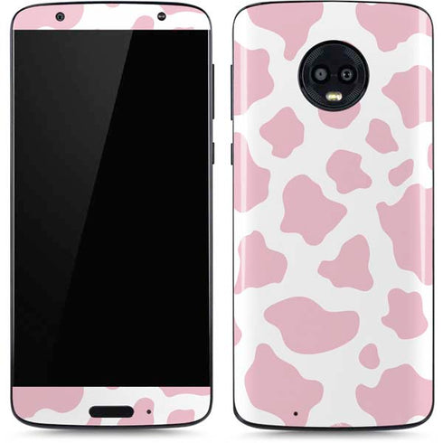 Pink Cow Print Moto G6 Skin