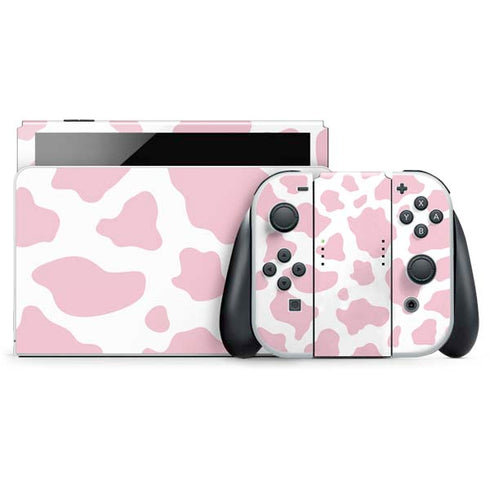 Pink Cow Print Nintendo Switch OLED (2021) Skin