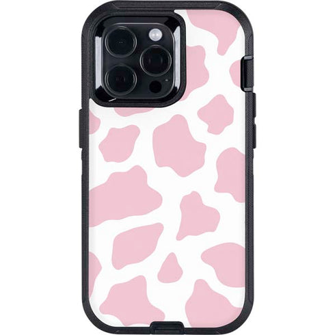 Pink Cow Print Otterbox Defender iPhone Skin